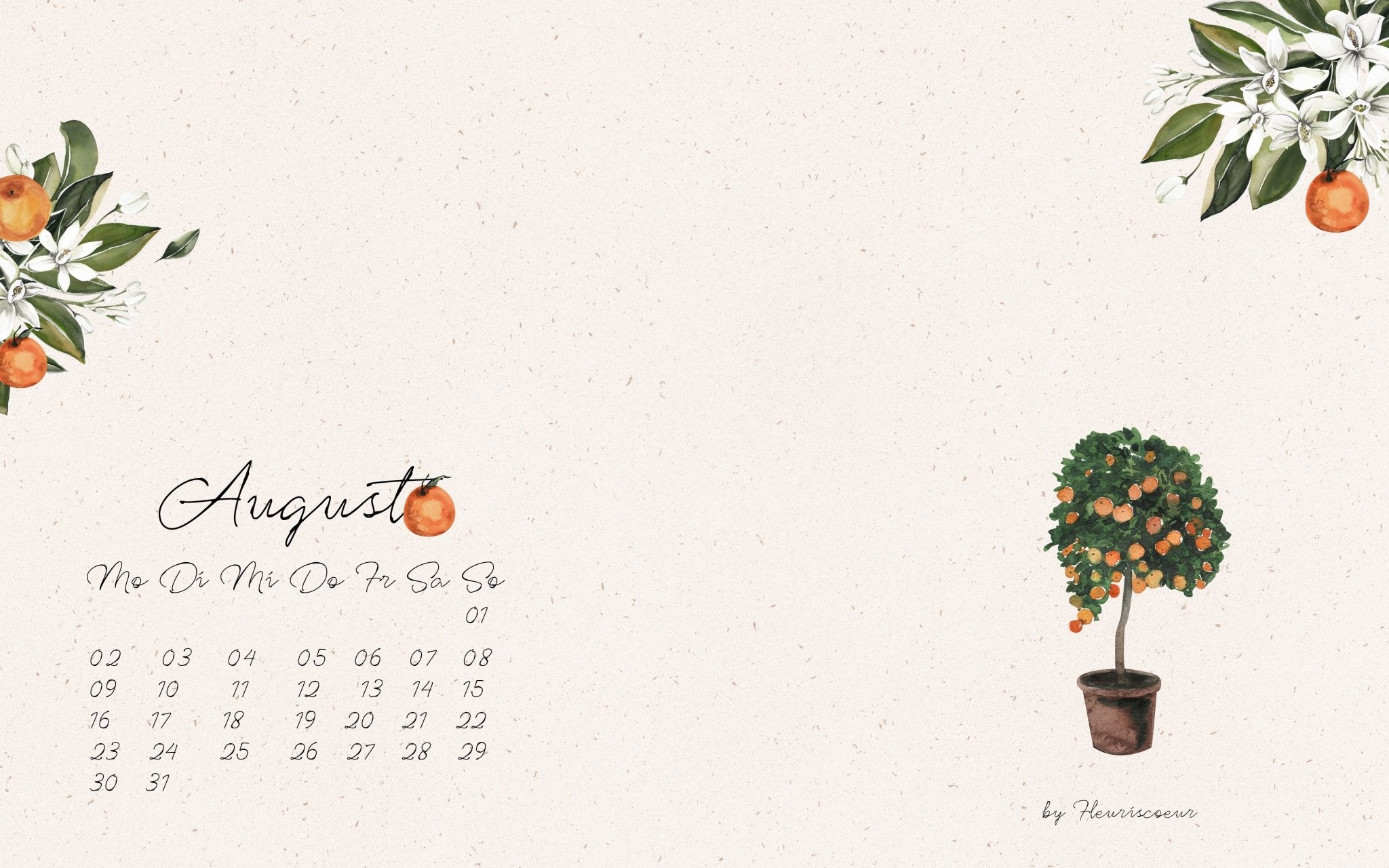 KOSTENLOSES AUGUST WALLPAPER | FLEURISCOEUR