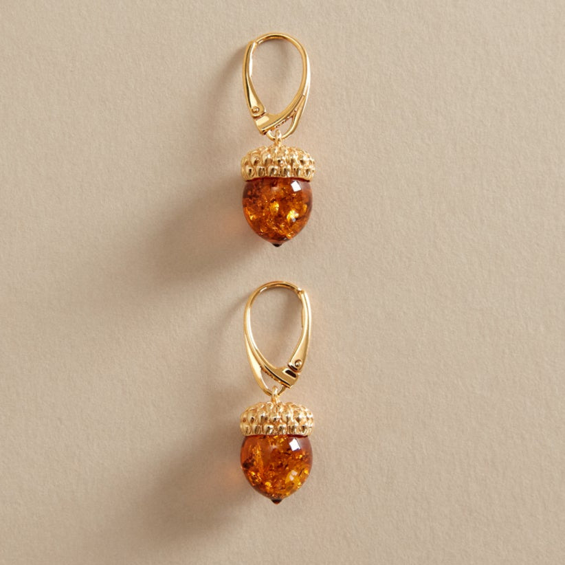 EARRINGS AMBER ACORN