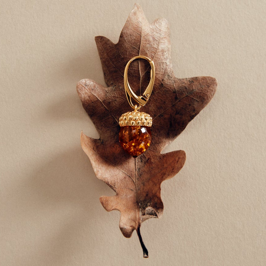 EARRINGS AMBER ACORN