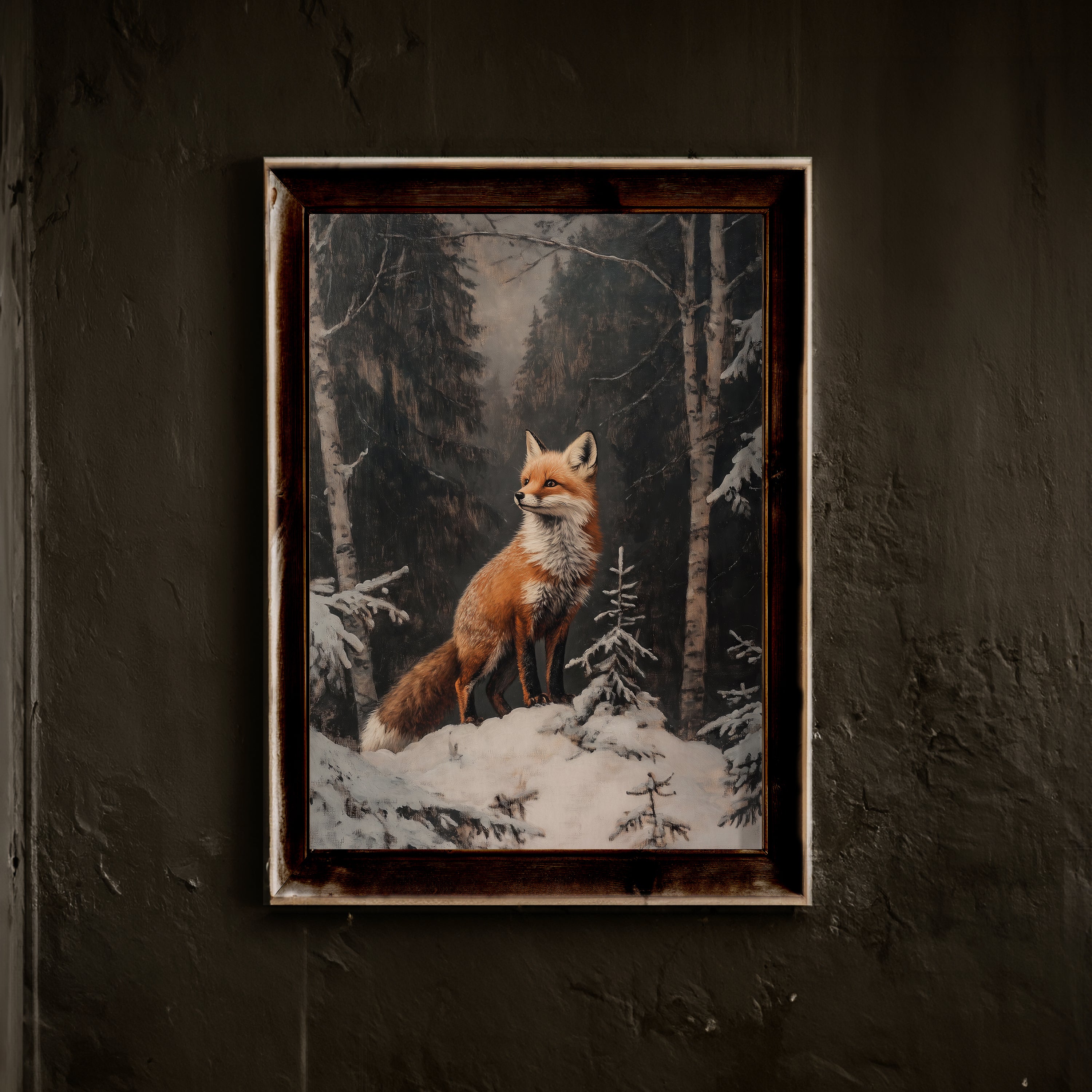 KUNSTDRUCK FUCHS IM WINTERWALD