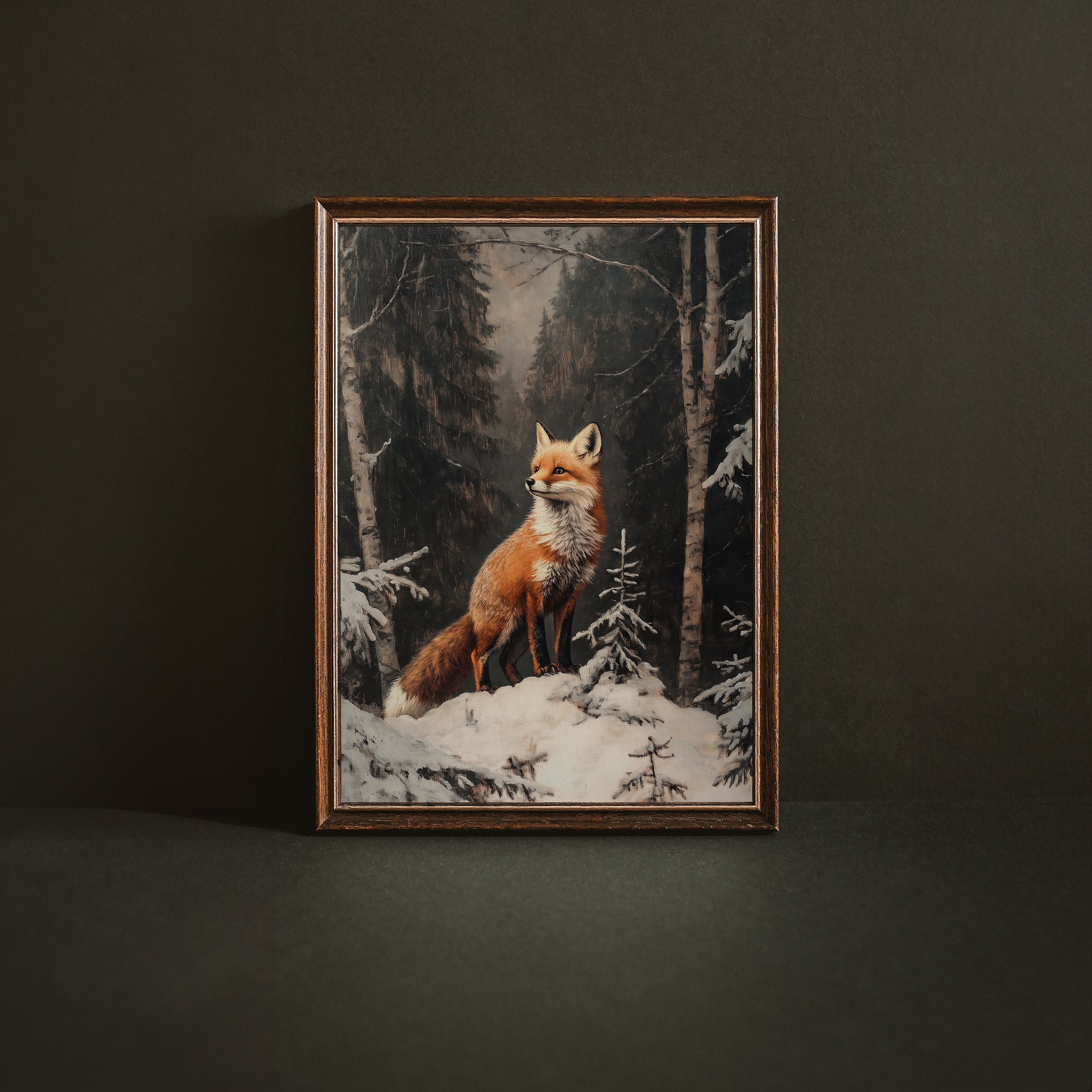 KUNSTDRUCK FUCHS IM WINTERWALD