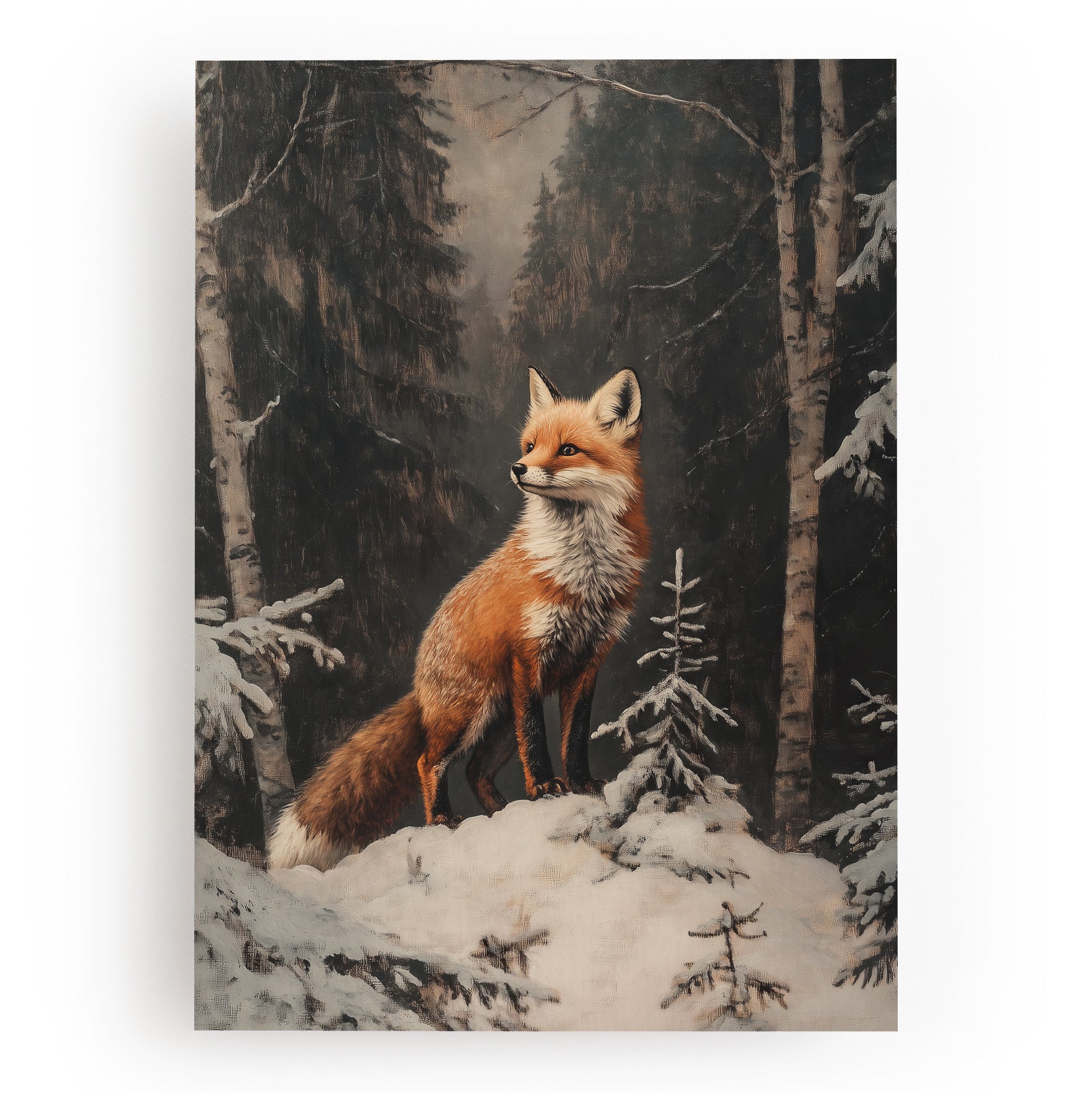 KUNSTDRUCK FUCHS IM WINTERWALD