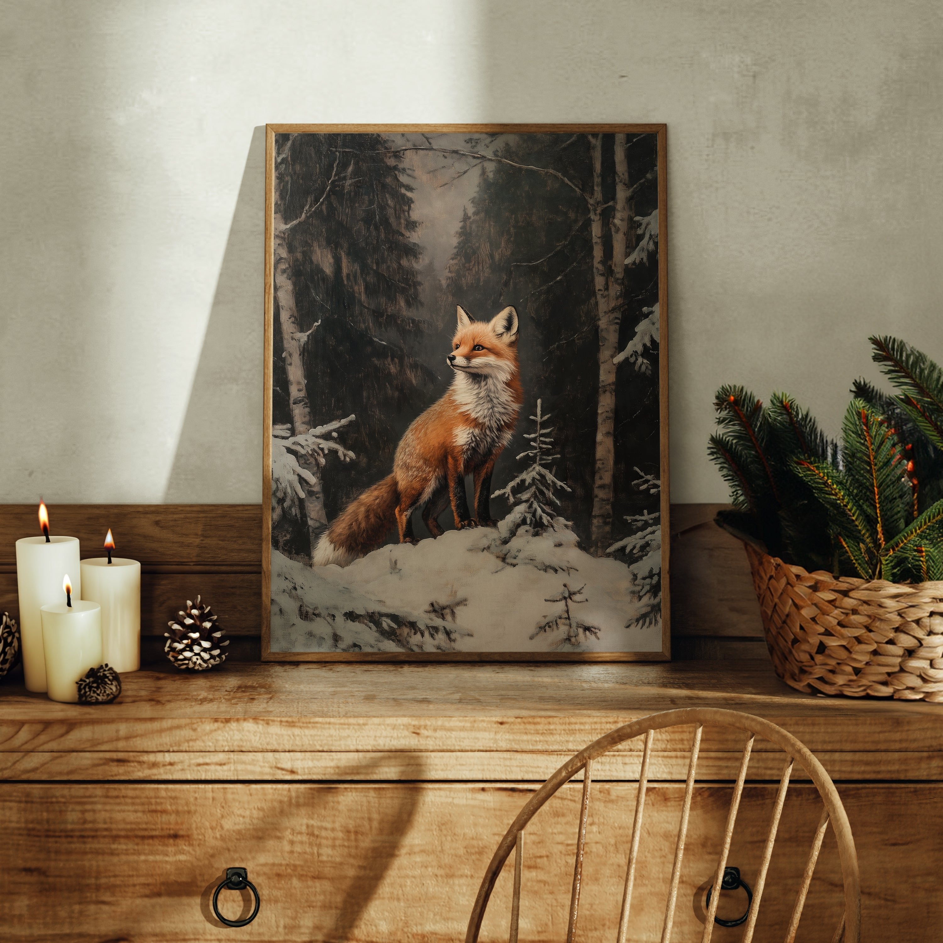 KUNSTDRUCK FUCHS IM WINTERWALD