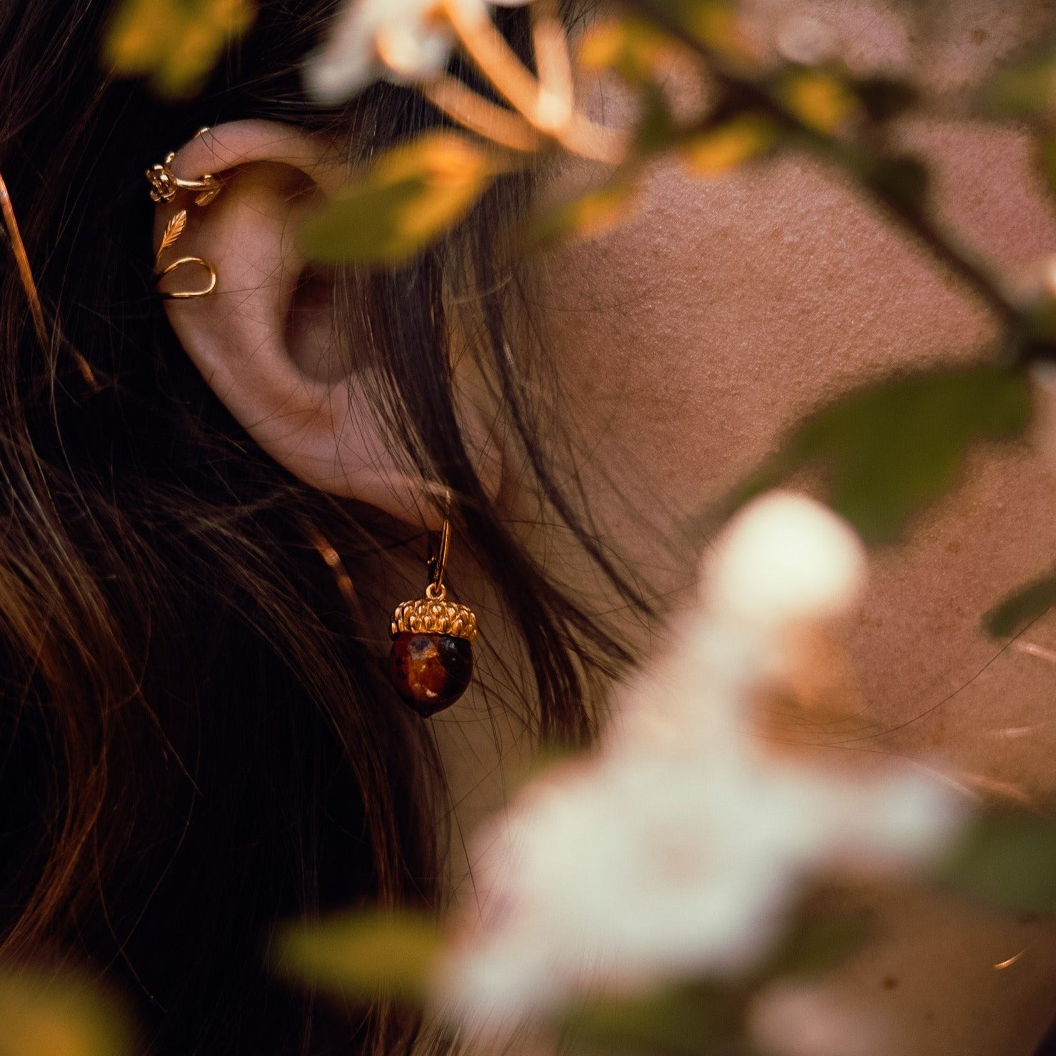 EARRINGS AMBER ACORN