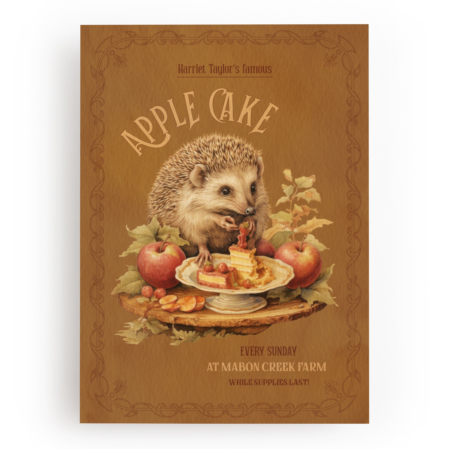 ART PRINT HEDGEHOG & APPLE PIE