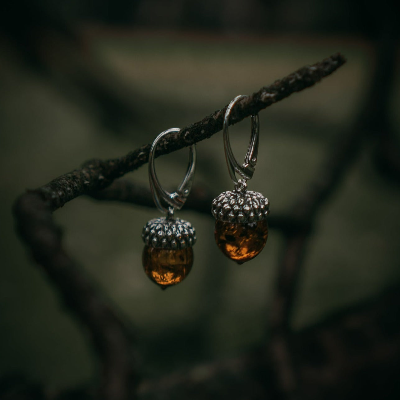 EARRINGS AMBER ACORN II