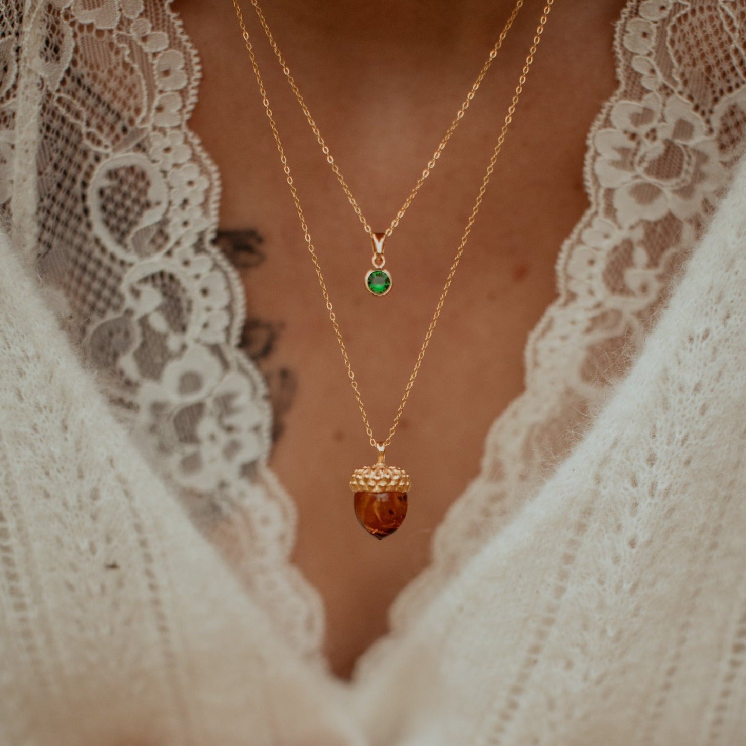 AMBER ACORN NECKLACE