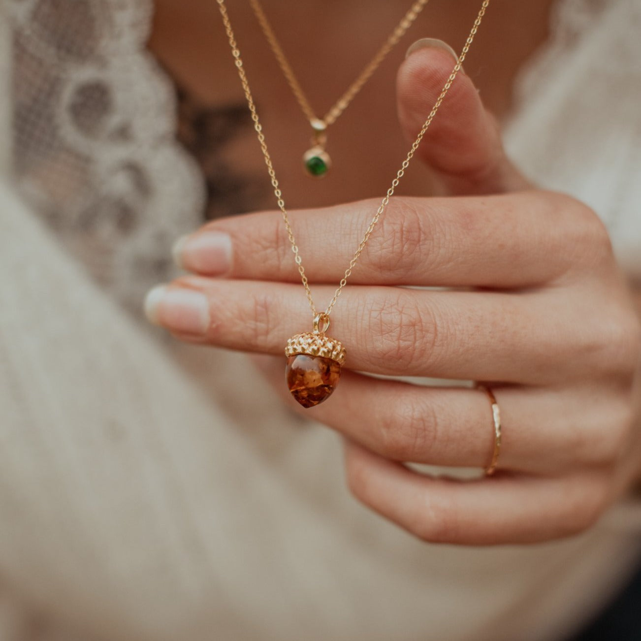 AMBER ACORN NECKLACE