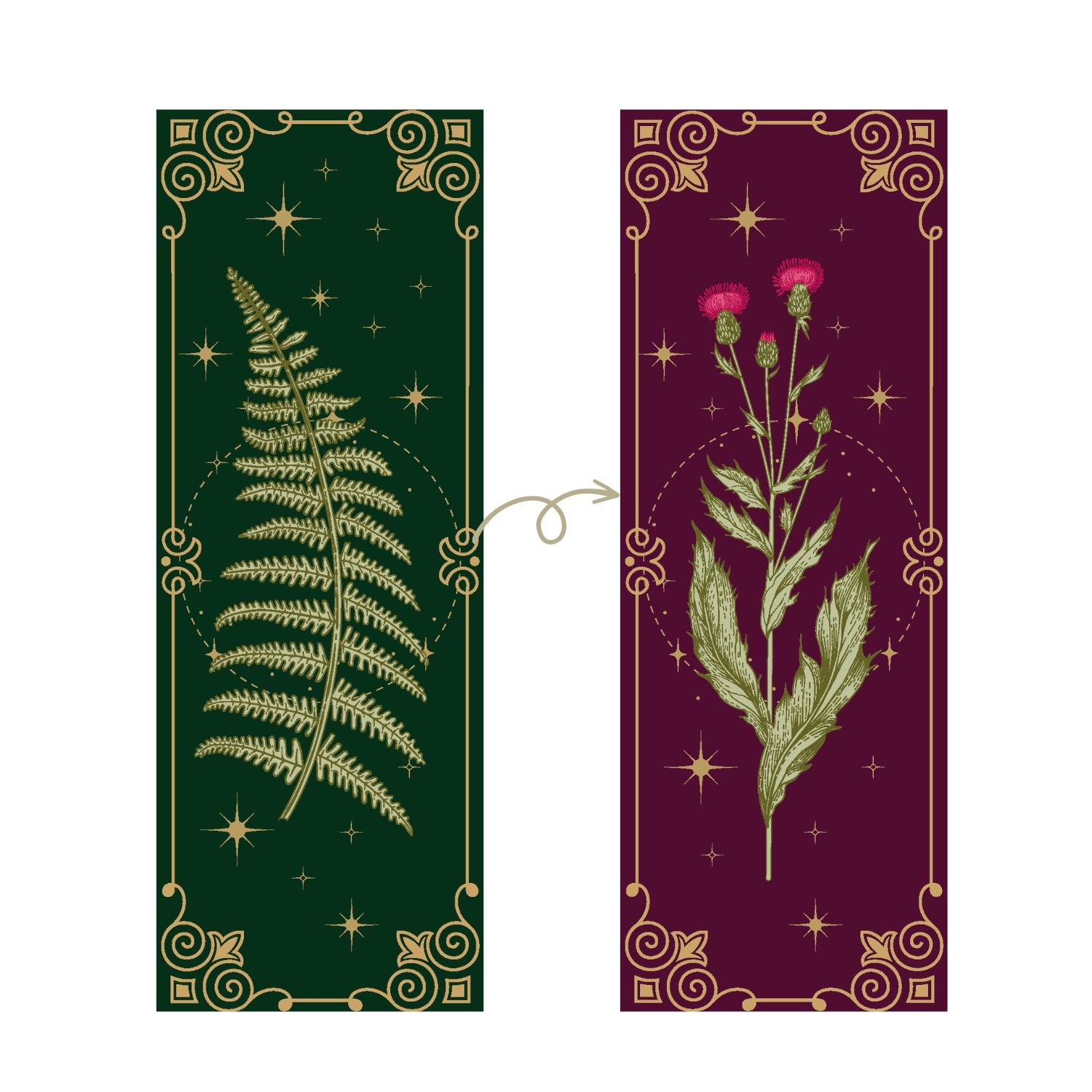 BOOKMARK FERN & THISTLE