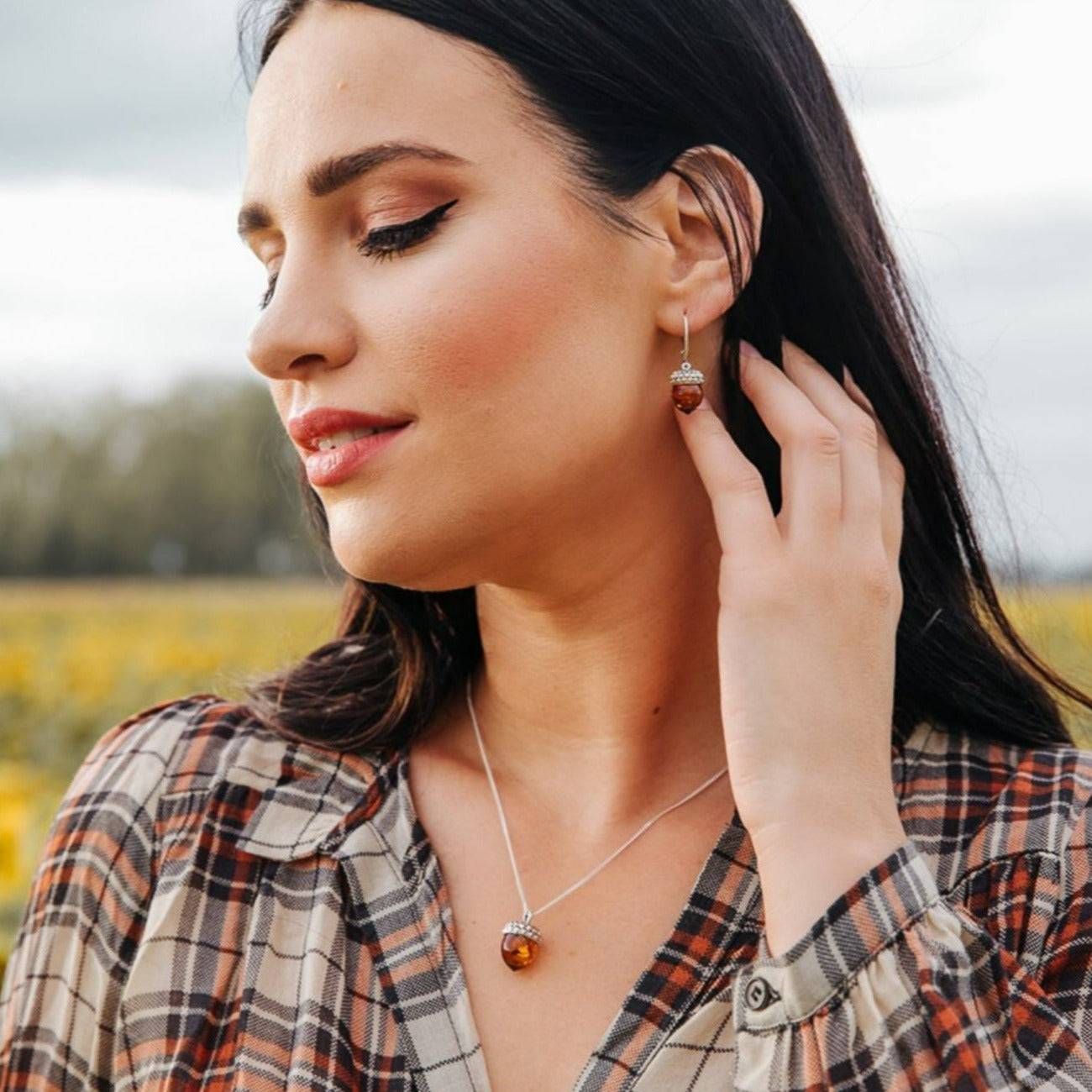 EARRINGS AMBER ACORN II