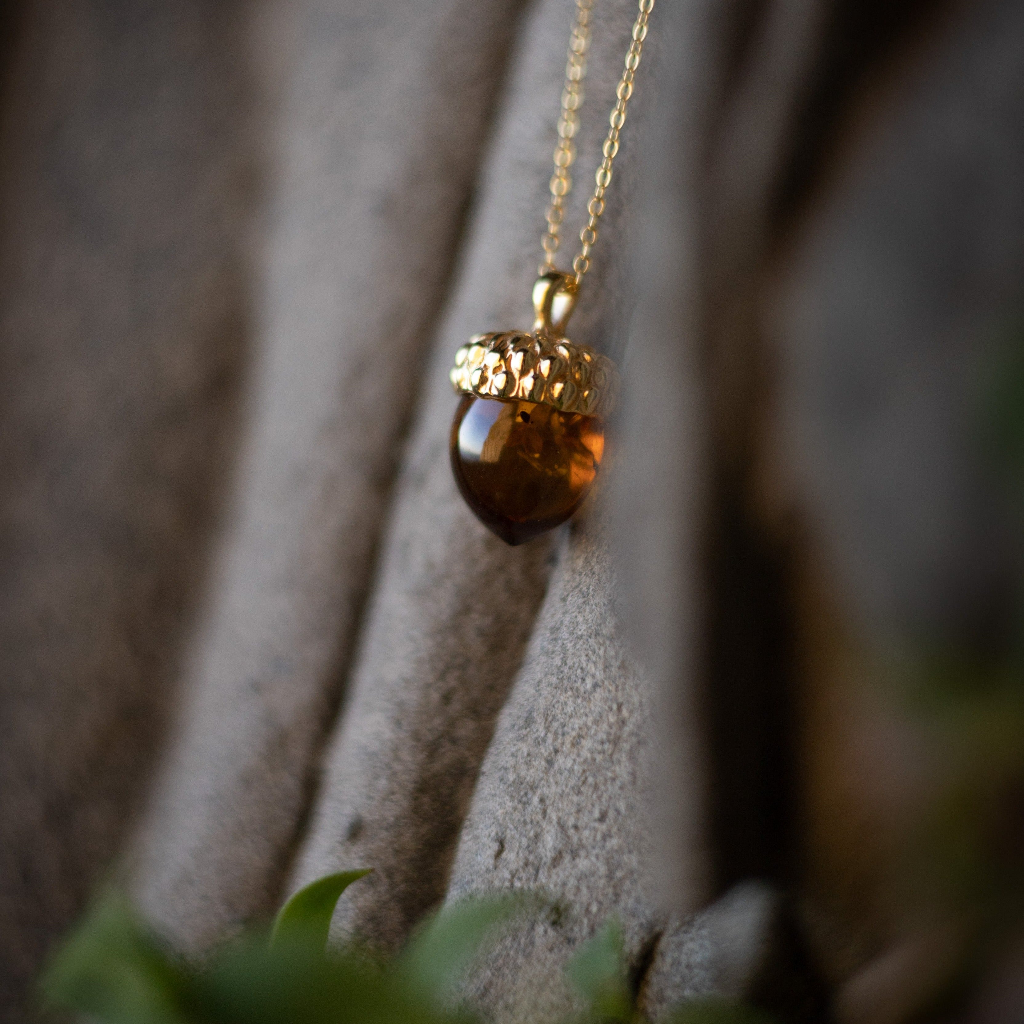 AMBER ACORN NECKLACE